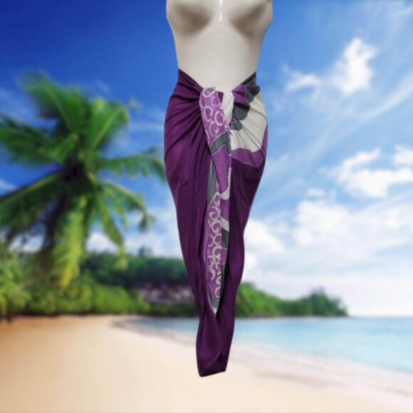 Womens Sarong Cotton Wrap, Handpainted Batik Wrapskirt Beach Pareo Beachwear-NEW - Picture 4 of 7